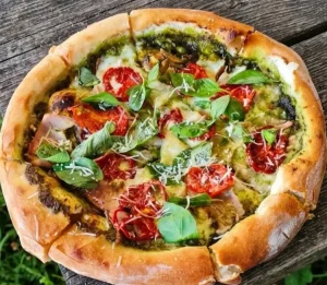 پیتزا پستو بوقلمون لیو